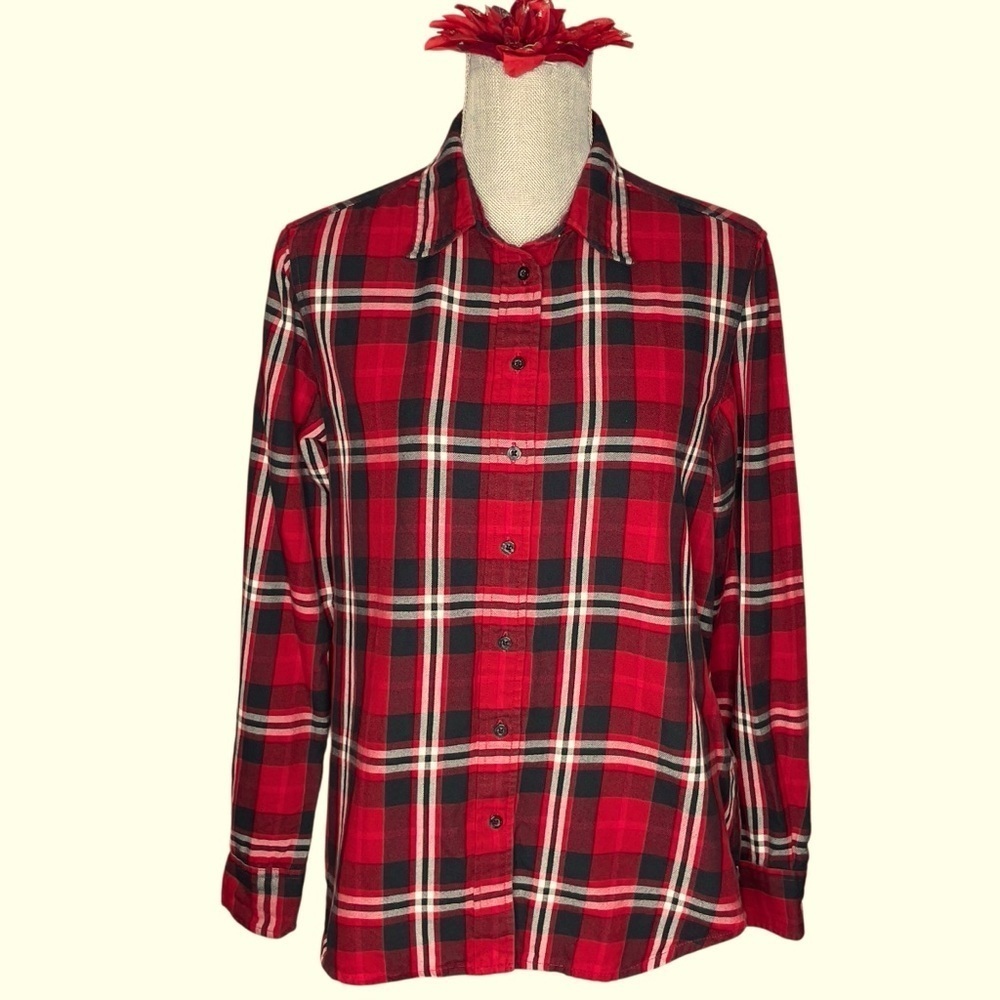 Lauren Ralph Lauren Plaid Shirt Large Classic Red Black Cabincore Rustic